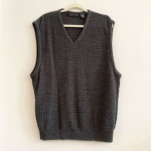 Franco Rossi Made In Italy‎ Vintage Designer Sweater Vest SZ XL Wool Blend Black